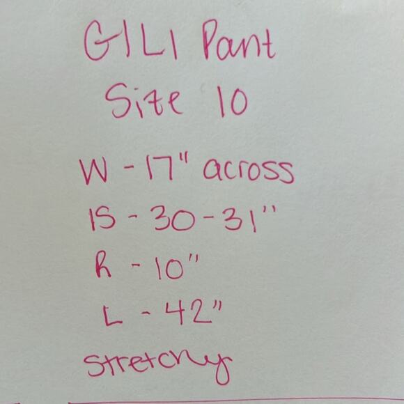 GILI Pants Women 10 Green Duel Stretch Front Slit Flare Boho Spring Western - Picture 10 of 10